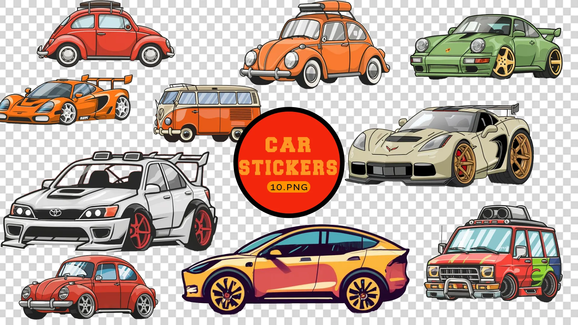 Classic Cruisers Car Stickers Collection